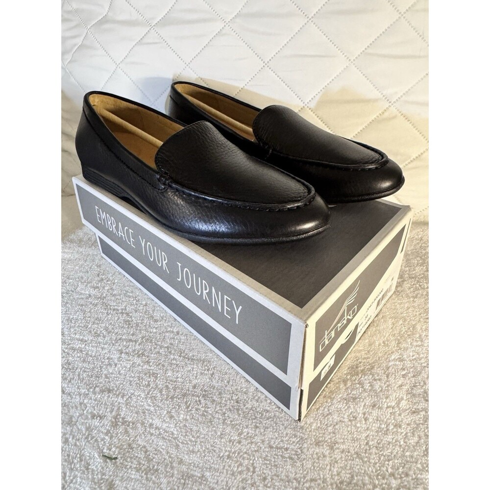 Dansko Black Leather Slip-On Loafers
